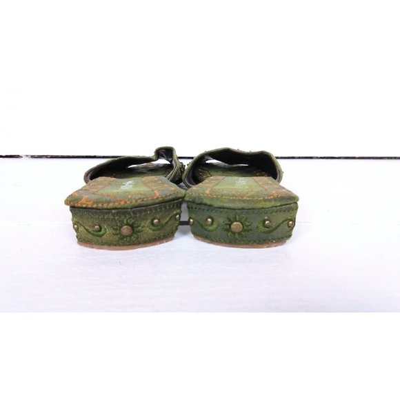 Vintage metallic embroidered beaded Indian flat mule faux suede sandals - Picture 6 of 7